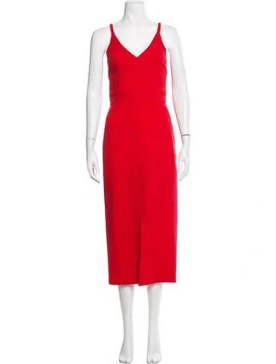 Pre-owned Lisa Perry Virgin Wool Midi Length Dress W/ Tags In Red