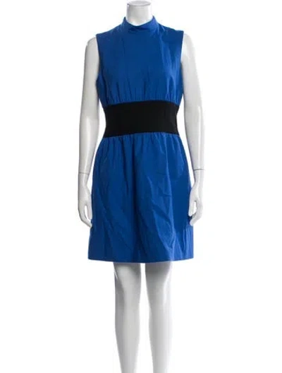 Pre-owned Lisa Perry Virgin Wool Mini Dress In Blue