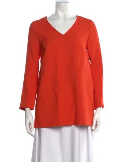 Pre-owned Lisa Perry V-neck Long Sleeve Top W/ Tags In Orange