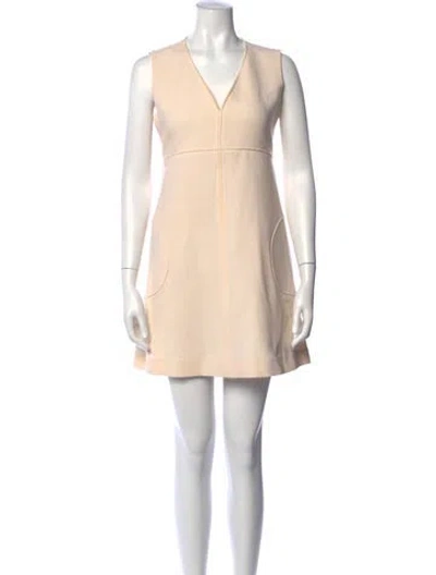 Pre-owned Lisa Perry V-neck Mini Dress In Neutrals