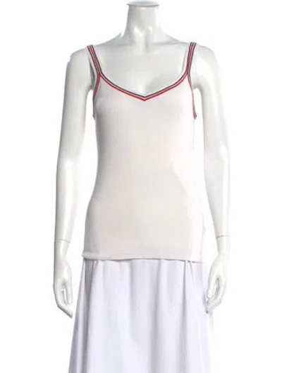 Pre-owned Lisa Perry V-neck Sleeveless Top In White