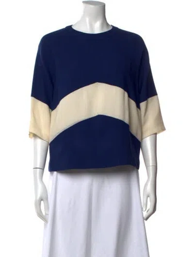 Pre-owned Lisa Perry Wool Colorblock Pattern Top In Blue