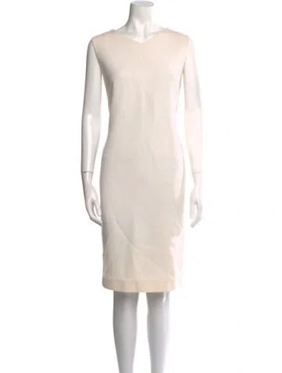 Pre-owned Lisa Perry Wool Midi Length Dress In White