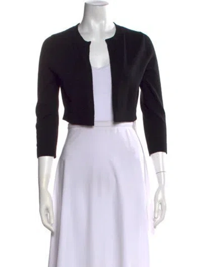 Pre-owned Lisa Perry Wool Open Front Sweater In Black
