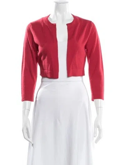 Pre-owned Lisa Perry Wool Open Front Sweater In Red