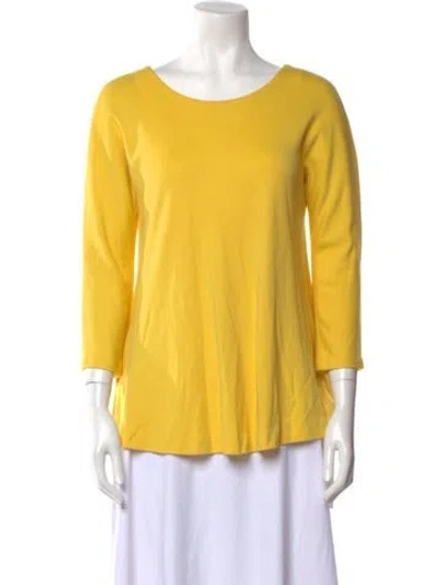 Pre-owned Lisa Perry Wool Scoop Neck Top In Yellow
