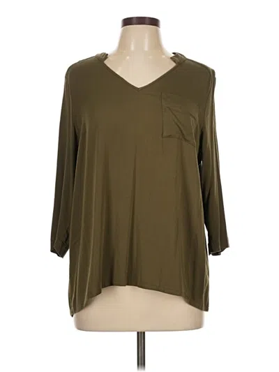 Pre-owned Lisa Rinna 3/4 Sleeve Top Green V Neck Tops