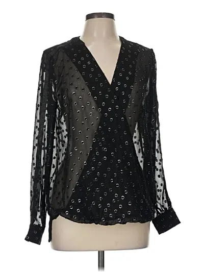 Pre-owned Lisa Rinna Long Sleeve Blouse In Black