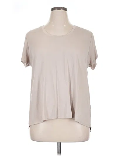 Pre-owned Lisa Rinna Short Sleeve Top Tan Crew Neck Tops In Brown