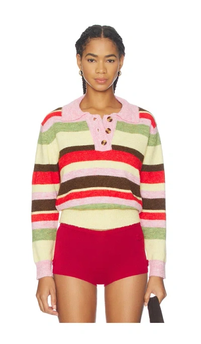 Lisa Says Gah Alaia Polo Sweater In Multi