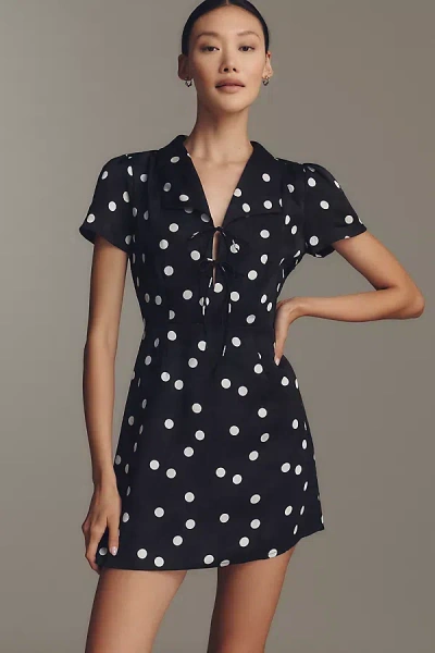 Lisa Says Gah Alexa Short-sleeve Mini Shirt Dress In Black
