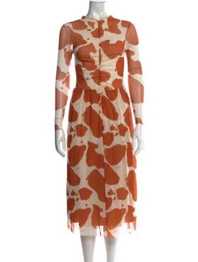 Pre-owned Lisa Says Gah Animal Print Midi Length Dress In Neutrals