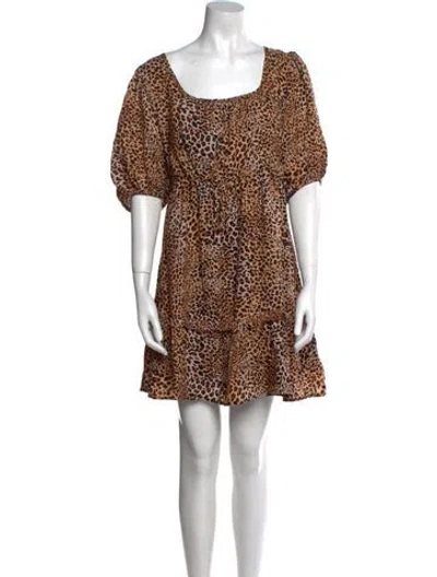 Pre-owned Lisa Says Gah Animal Print Mini Dress W/ Tags In Brown