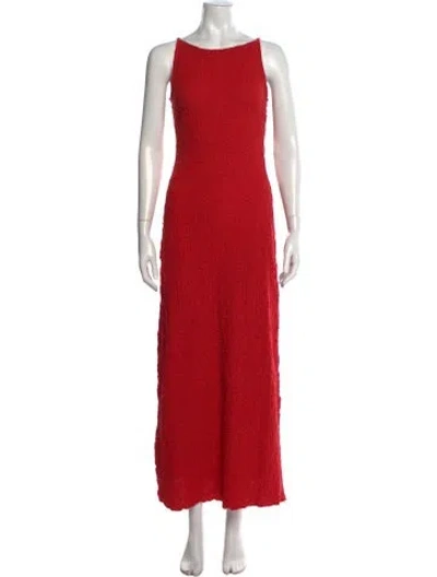 Pre-owned Lisa Says Gah Bateau Neckline Long Dress In Red