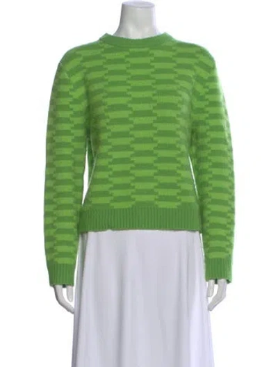 Pre-owned Lisa Says Gah Colorblock Pattern Crew Neck Sweater In Green