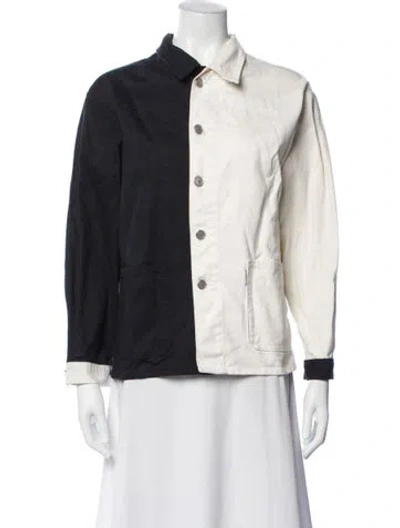 Pre-owned Lisa Says Gah Colorblock Pattern Jacket In Black/white