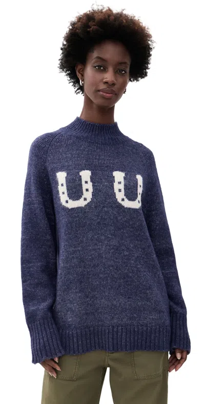 Lisa Says Gah Cory Turtleneck Pullover Horseshoes In Blue