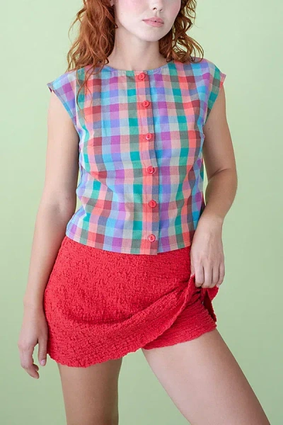 Lisa Says Gah Darcy Crinkle Skort In Pepper, Women's At Urban Outfitters In Multi