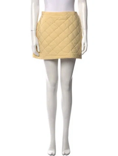 Pre-owned Lisa Says Gah Embroidered Accent Mini Skirt In Yellow