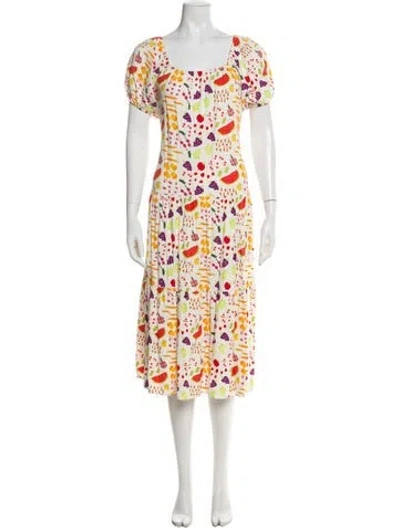 Pre-owned Lisa Says Gah Floral Print Midi Length Dress