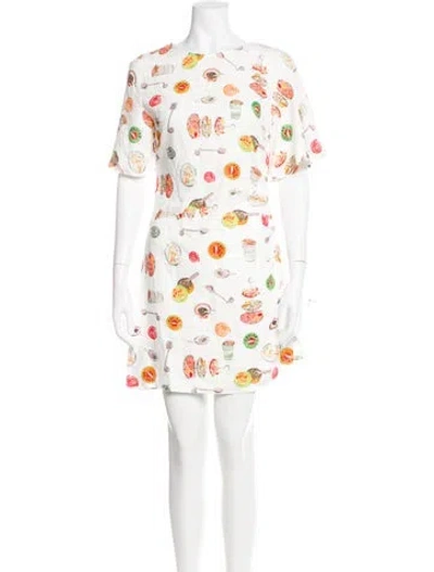 Pre-owned Lisa Says Gah Floral Print Mini Dress In White