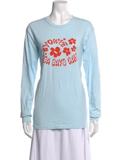 Pre-owned Lisa Says Gah Graphic Print Crew Neck T-shirt In Blue