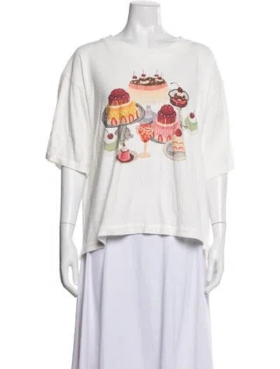 Pre-owned Lisa Says Gah Graphic Print Crew Neck T-shirt In White