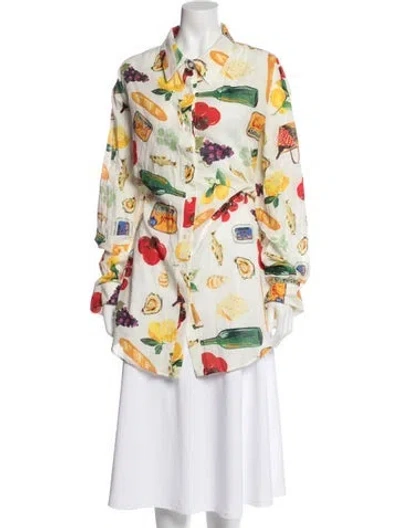 Pre-owned Lisa Says Gah Graphic Print Long Sleeve Top In Neutral