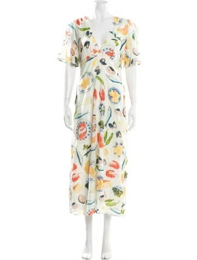 Pre-owned Lisa Says Gah Graphic Print Midi Length Dress In Multi
