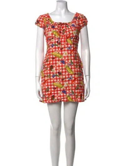 Pre-owned Lisa Says Gah Graphic Print Mini Dress In Orange