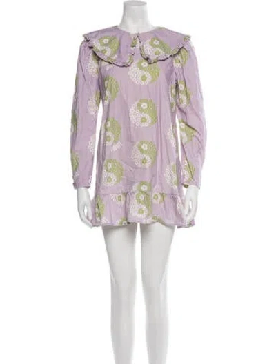 Pre-owned Lisa Says Gah Graphic Print Mini Dress In Purple