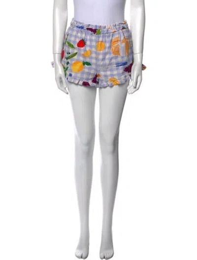 Pre-owned Lisa Says Gah Graphic Print Mini Shorts In Neutral