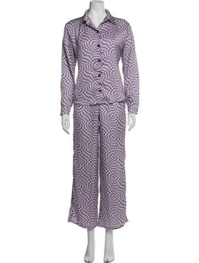 Pre-owned Lisa Says Gah Graphic Print Pant Set In Purple