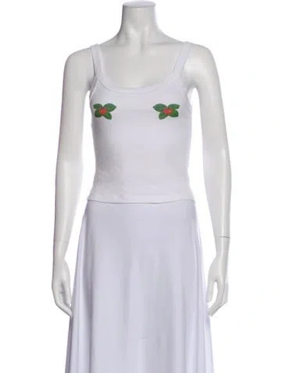 Pre-owned Lisa Says Gah Graphic Print Scoop Neck Top In Green