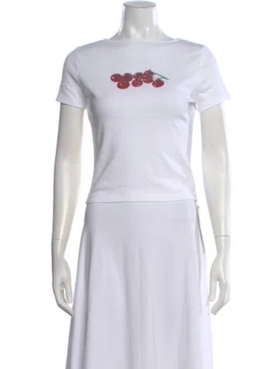 Pre-owned Lisa Says Gah Graphic Print Scoop Neck T-shirt In White