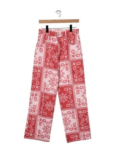 Pre-owned Lisa Says Gah High-rise Wide Leg Jeans In Red