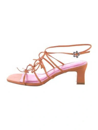 Pre-owned Lisa Says Gah Leather Sandals In Orange