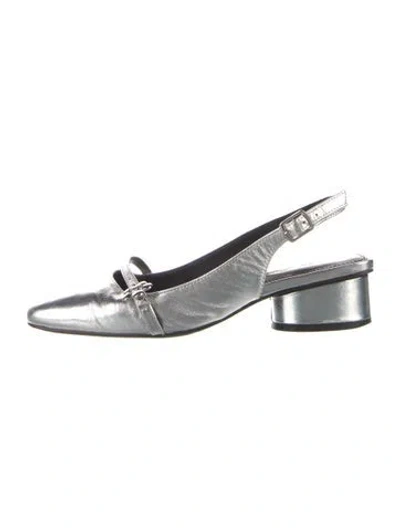 Pre-owned Lisa Says Gah Leather Slingback Pumps In Silver