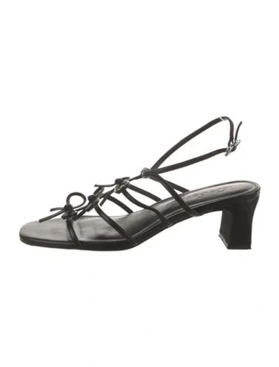 Pre-owned Lisa Says Gah Leather Slingback Sandals In Black