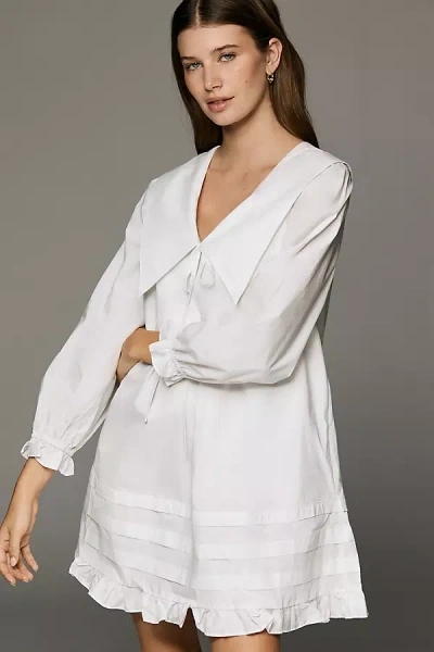 Lisa Says Gah Leigh Long-sleeve Mini Swing Dress In White