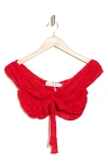 Lisa Says Gah Luna Off The Shoulder Crop Top In Tomato Lace