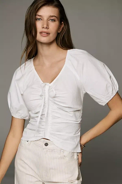 Lisa Says Gah Margaret Puff-sleeve Top In White