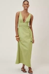 Lisa Says Gah Marissa Linen-cotton Sleeveless Midi Dress In Green