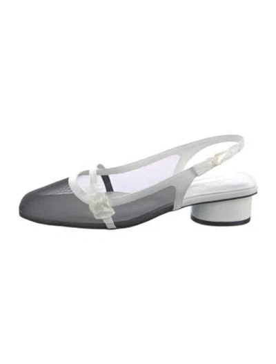 Pre-owned Lisa Says Gah Mesh Slingback Pumps In Silver