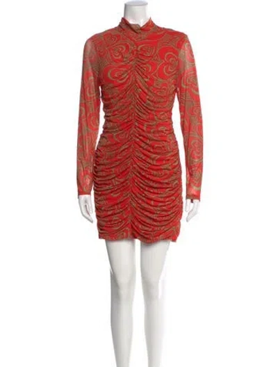 Pre-owned Lisa Says Gah Mock Neck Mini Dress In Red