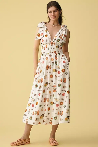 Lisa Says Gah Monroe Linen-cotton V-neck Midi Dress