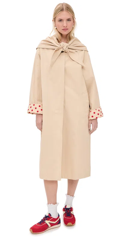 Lisa Says Gah Olson Trench Coat Scarlet Dot In Neutral
