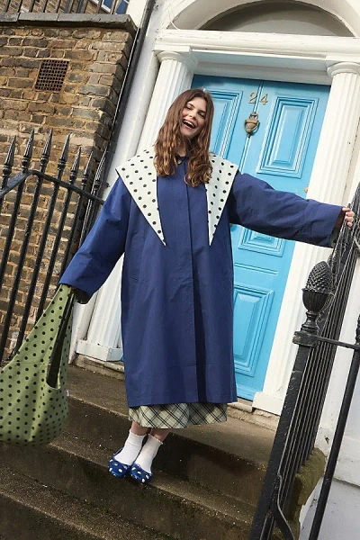 Lisa Says Gah Olson Trench Jacket In Mint Chip Dot, Women's At Urban Outfitters In Blue