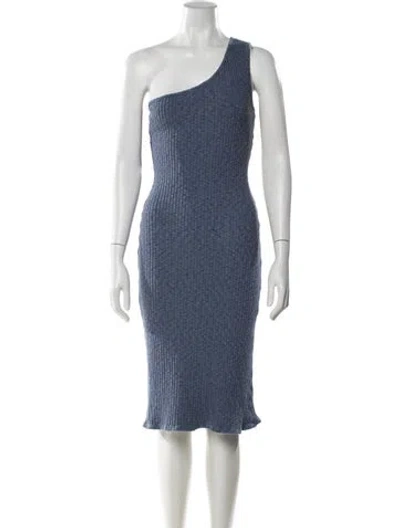 Pre-owned Lisa Says Gah One-shoulder Midi Length Dress In Blue