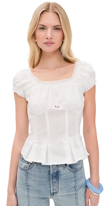 Lisa Says Gah Pat Top Dove In White